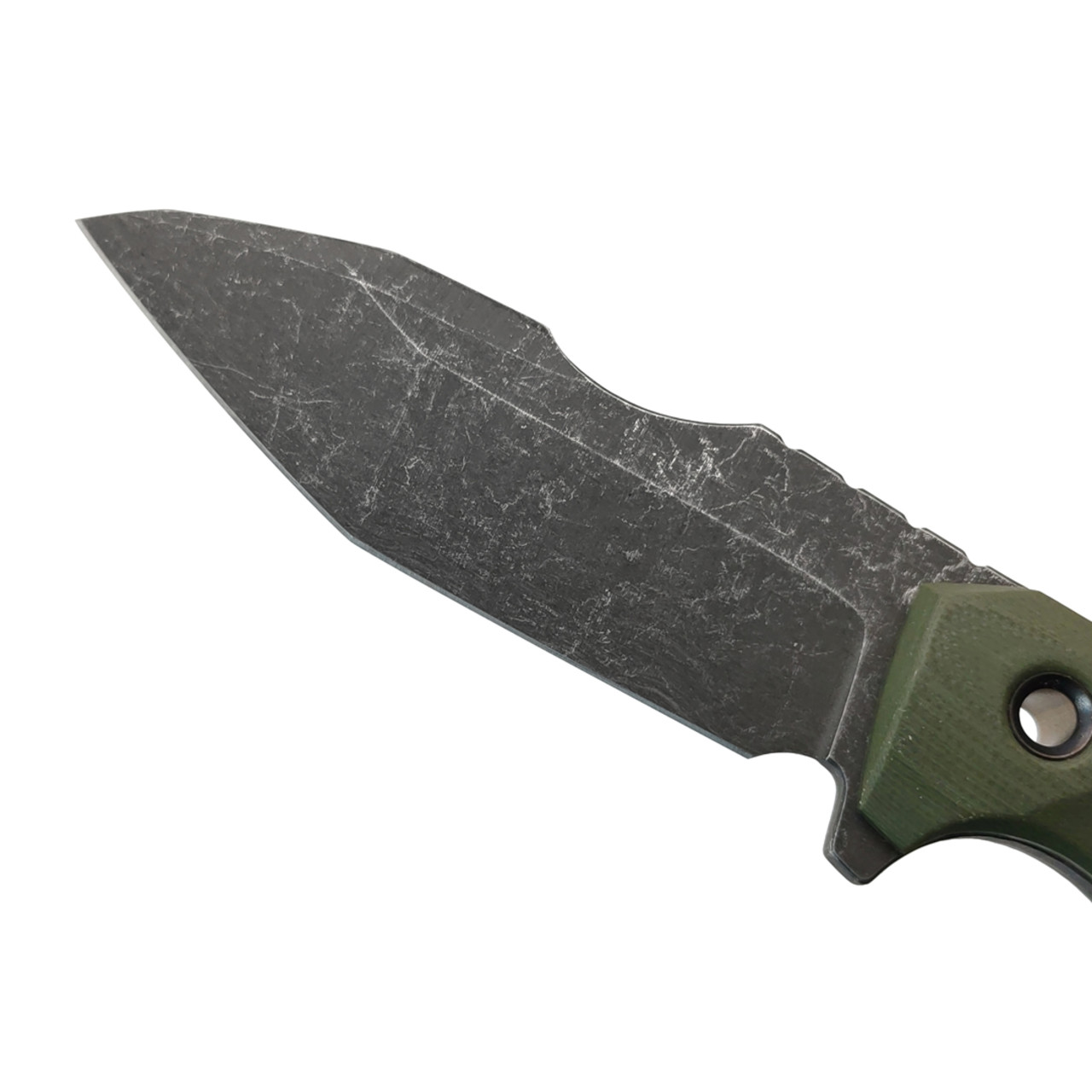 Нож с Котом Скрелинг сталь Cr12MoV блэквош, рукоять G10 oliva, kydex oliva