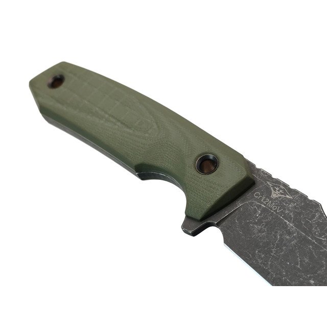Нож с Котом Скрелинг сталь Cr12MoV блэквош, рукоять G10 oliva, kydex oliva
