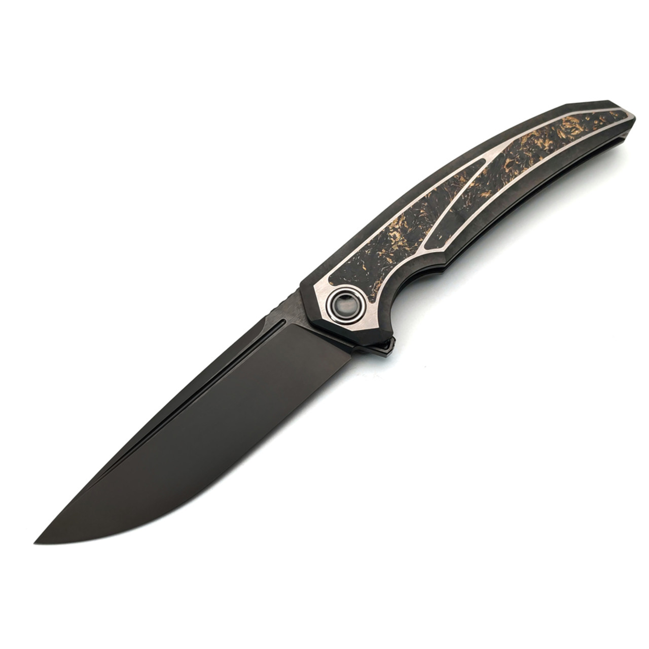 TuoTown складной нож Espada TEP-MKC-B сталь TMAX DLC, рукоять Crystal titanium black, carbon fiber chaotic gold