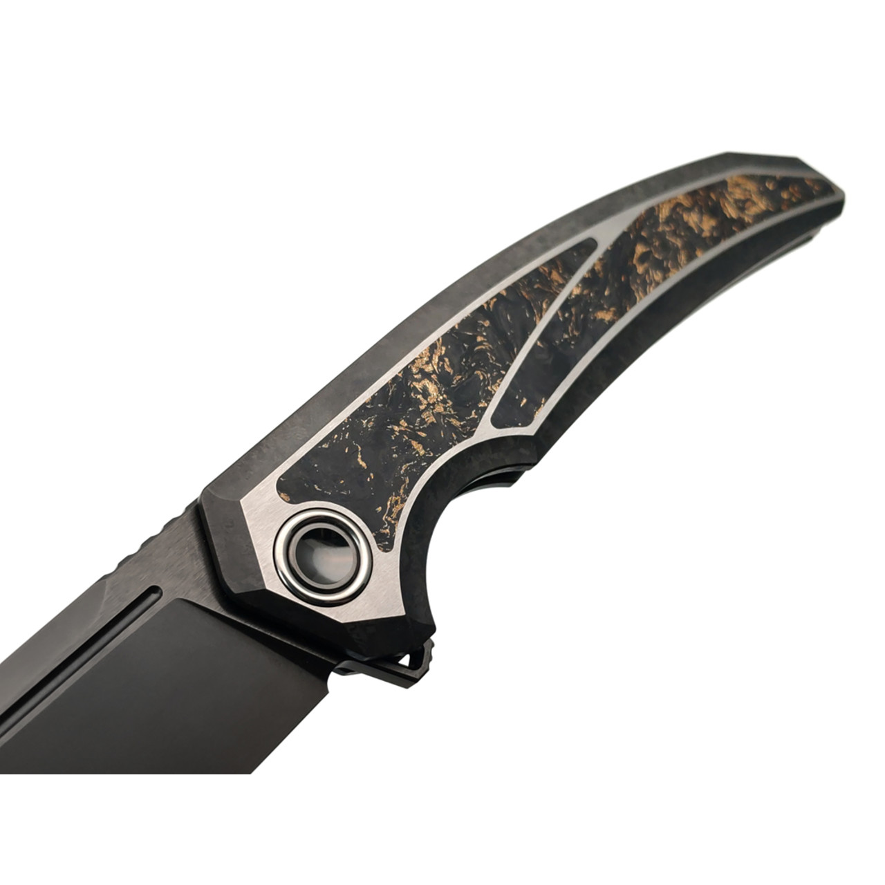 TuoTown складной нож Espada TEP-MKC-B сталь TMAX DLC, рукоять Crystal titanium black, carbon fiber chaotic gold