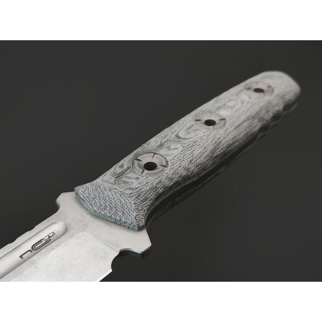 N.C.Custom нож Parachuter сталь Aus-10 стоунвош, рукоять Micarta grey