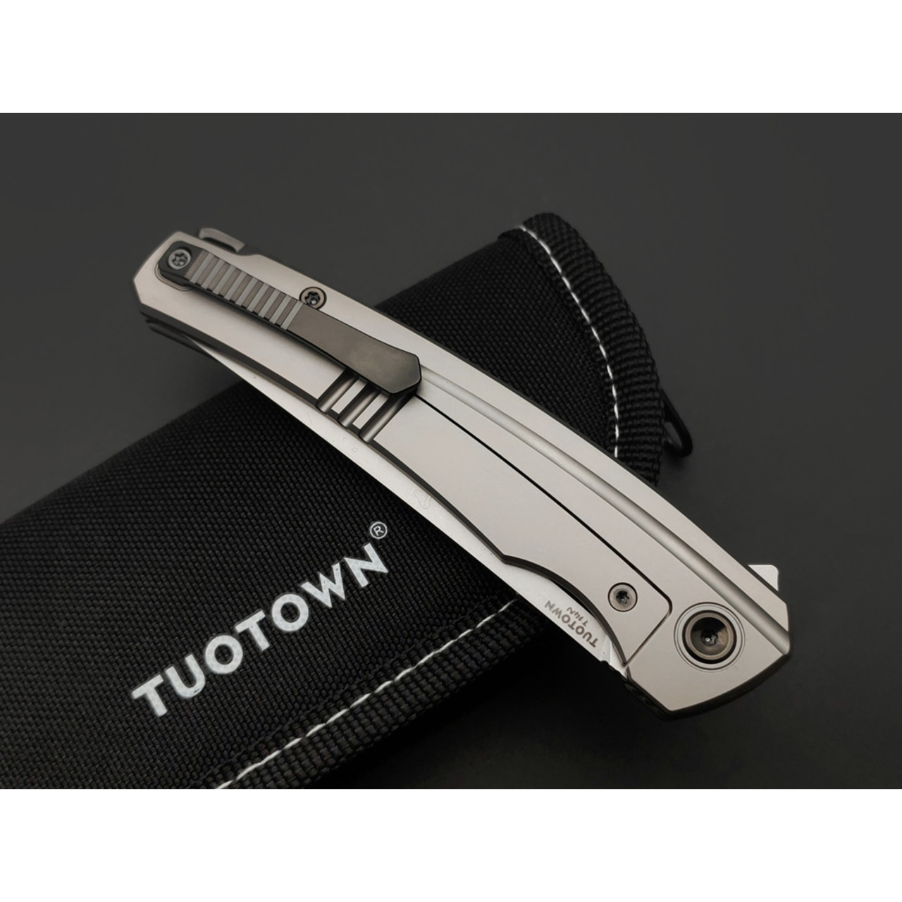 TuoTown складной нож Saira TSR-NS сталь T14N стоунвош, рукоять Titanium TC4 grey