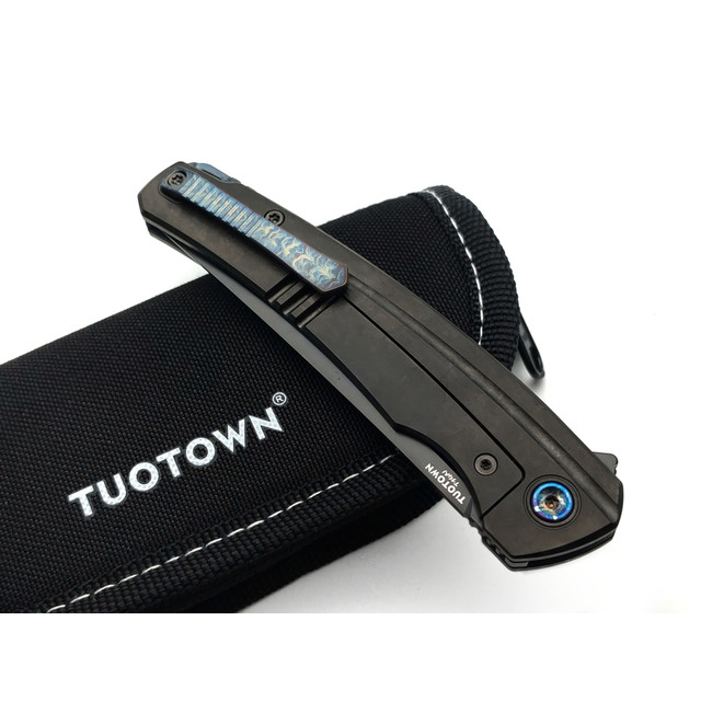 TuoTown складной нож Saira TSR-ND сталь T14N DLC, рукоять Crystal Ti Dlc black