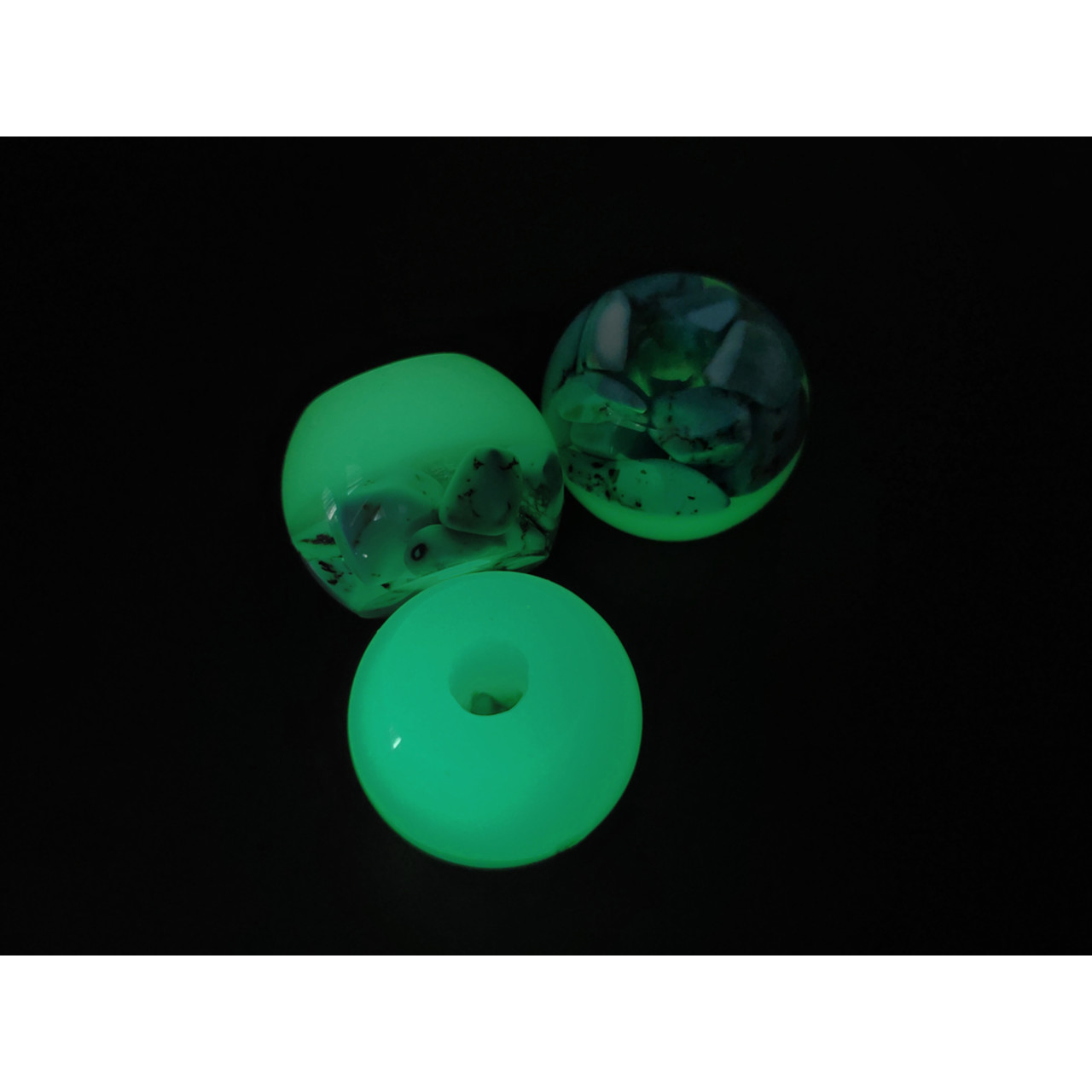 DwarfCustom бусина Земля с бирюзой и люминофором transparent Green