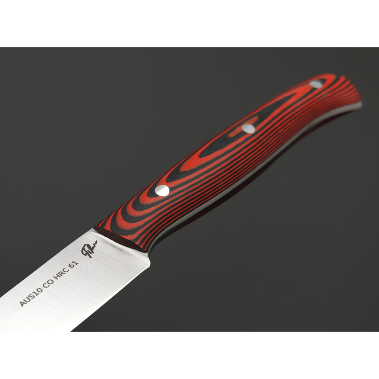Платонов Д.Г. кухонный нож Paring сталь Aus10Co сатин, рукоять G10 black & red