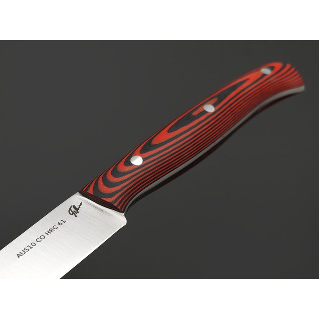 Платонов Д.Г. кухонный нож Paring сталь Aus10Co сатин, рукоять G10 black & red