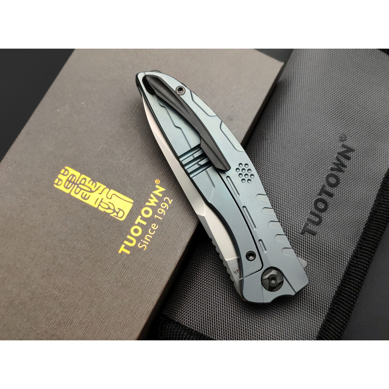 TuoTown & Knife Tech складной нож Neo TNE-MSBL сталь TMAX bead blast, рукоять Titanium TC4 blue