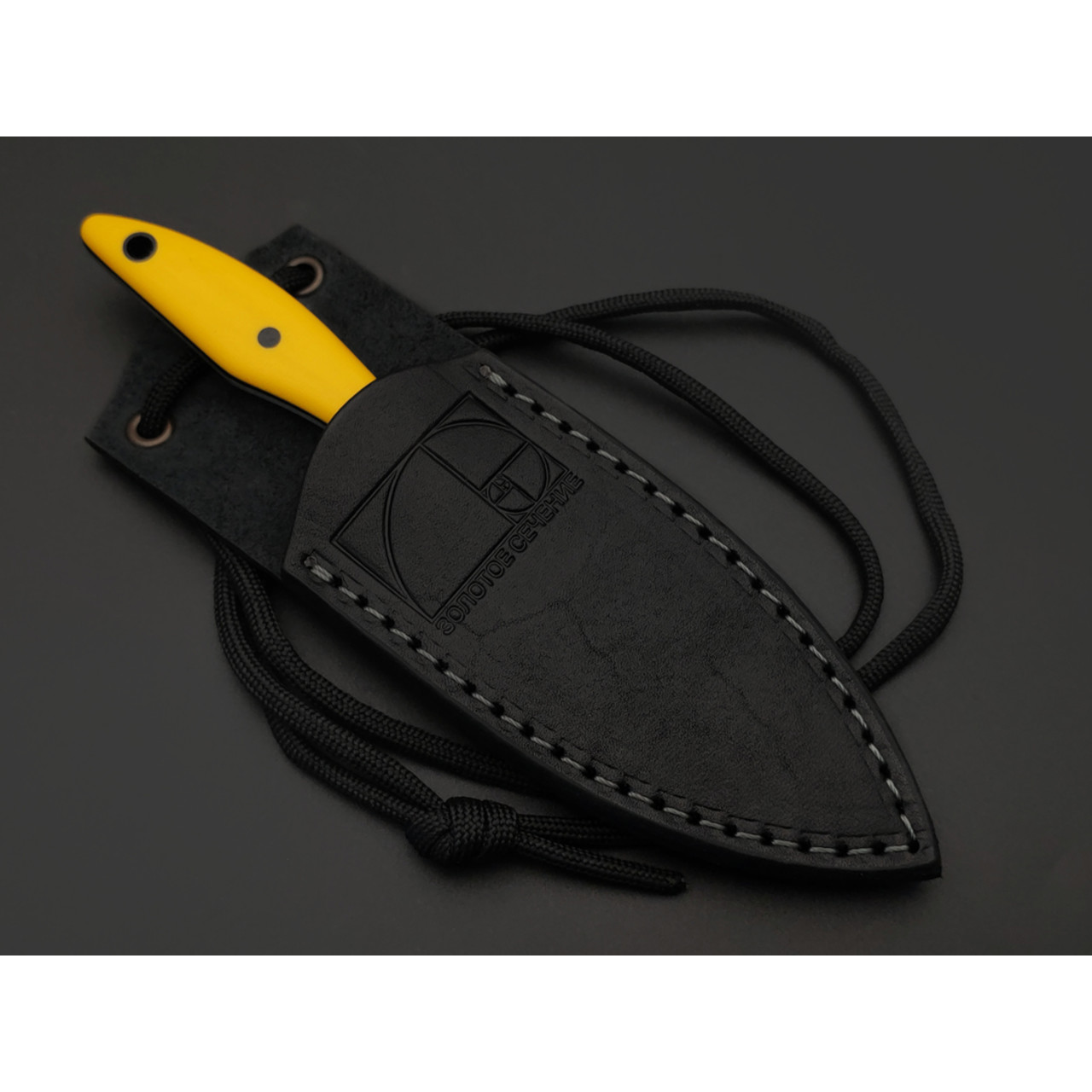 Золотое Сечение нож Канадский мини - Котики, сталь Aus-10Co satin, рукоять G10 yellow & black