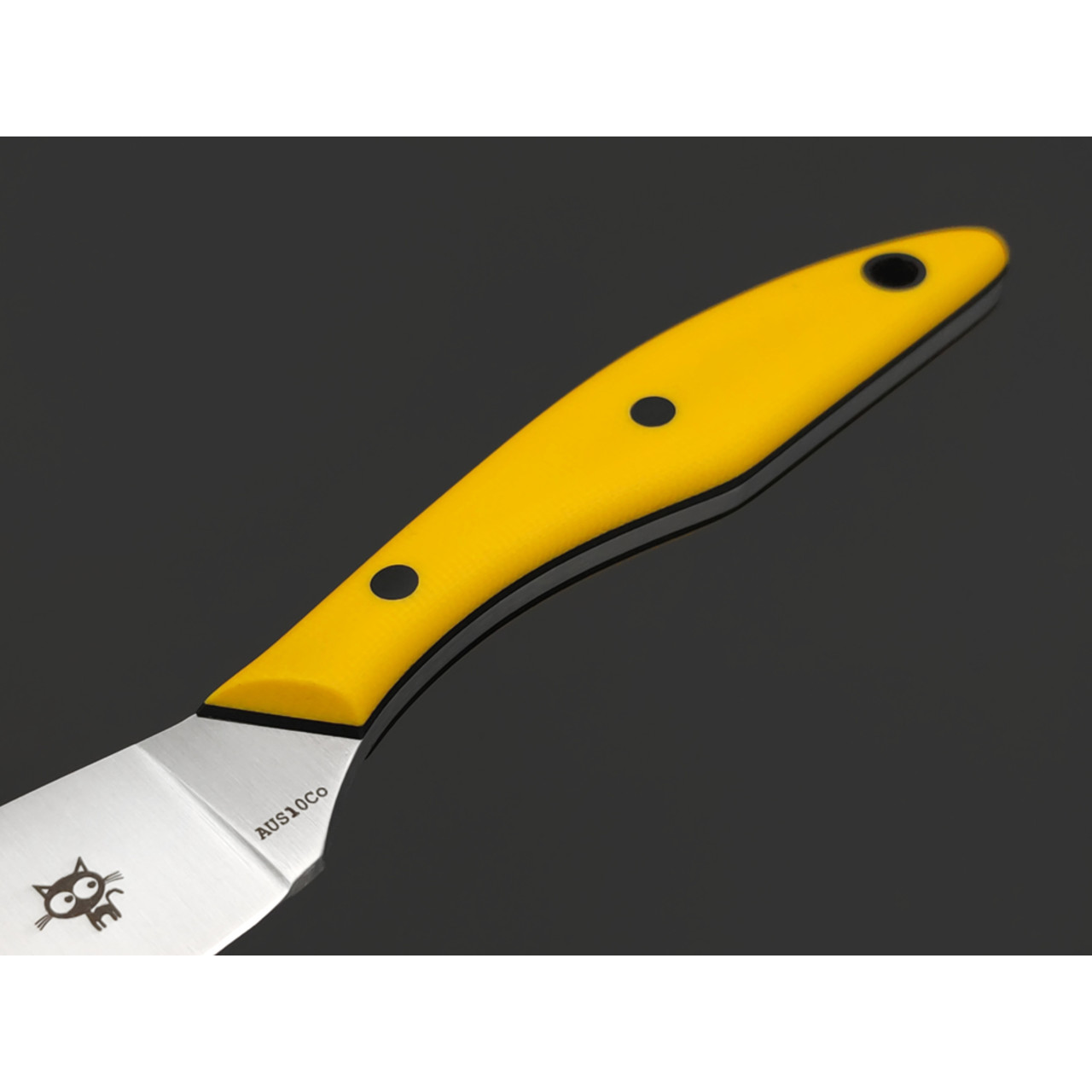 Золотое Сечение нож Канадский мини - Котики, сталь Aus-10Co satin, рукоять G10 yellow & black
