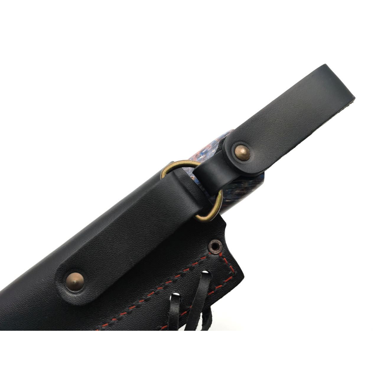 Град Горький нож Север сталь Дамаск, рукоять стаб. Кап клёна, G10 black & red