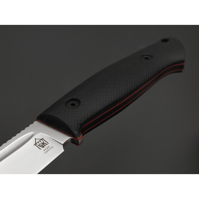 Град Горький нож Тигр сталь PGK bead blast, рукоять Micarta black & red, G10 black