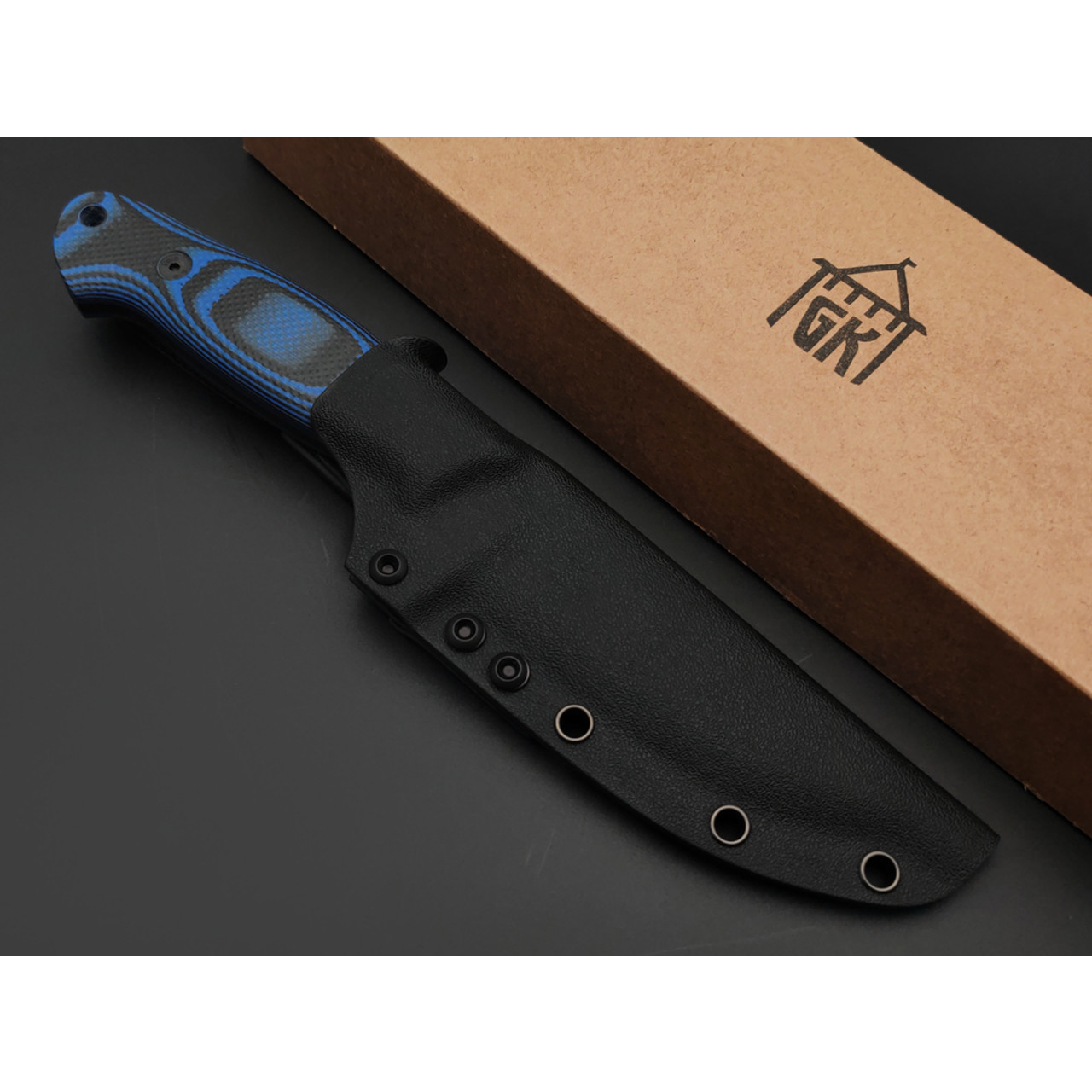 Град Горький нож Стрела сталь PGK bead blast, рукоять G10 black & blue