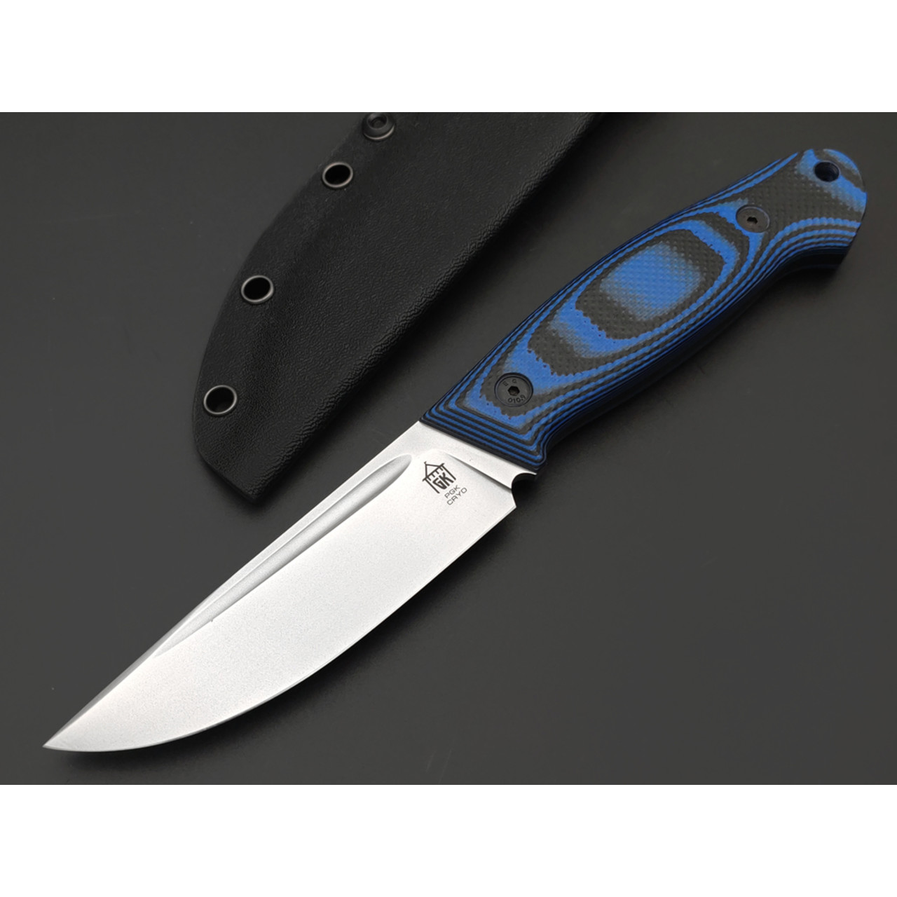 Град Горький нож Стрела сталь PGK bead blast, рукоять G10 black & blue