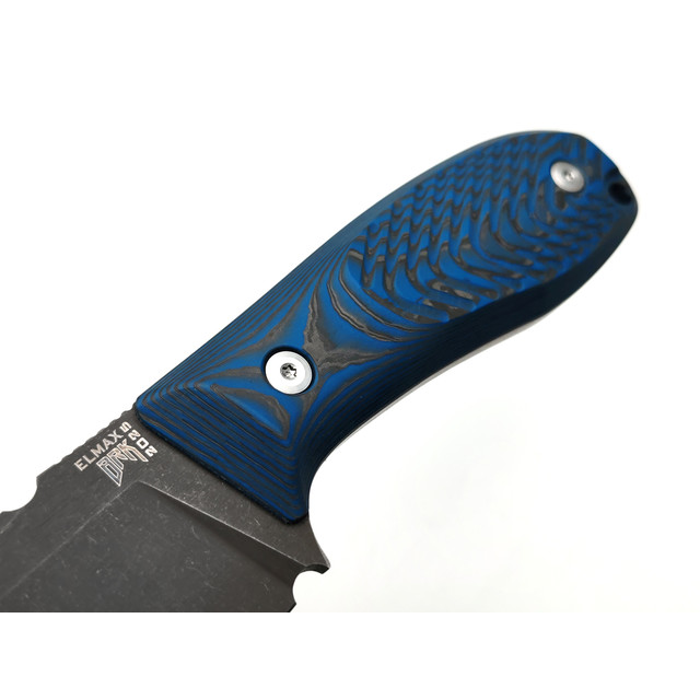 BRK нож Имбирь сталь Elmax блэквош, рукоять Carbon fiber custom deep blue
