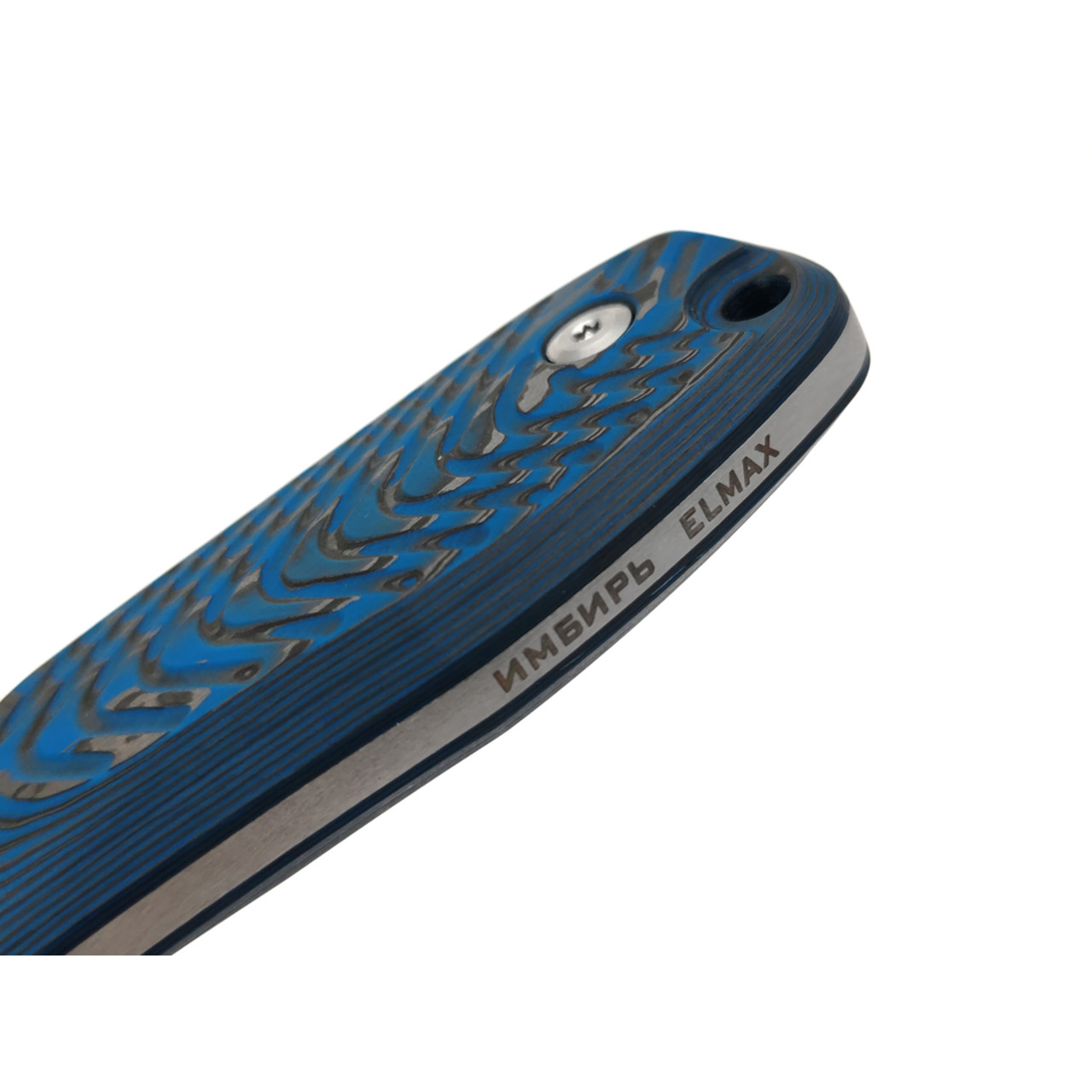 BRK нож Имбирь сталь Elmax блэквош, рукоять Carbon fiber custom deep blue
