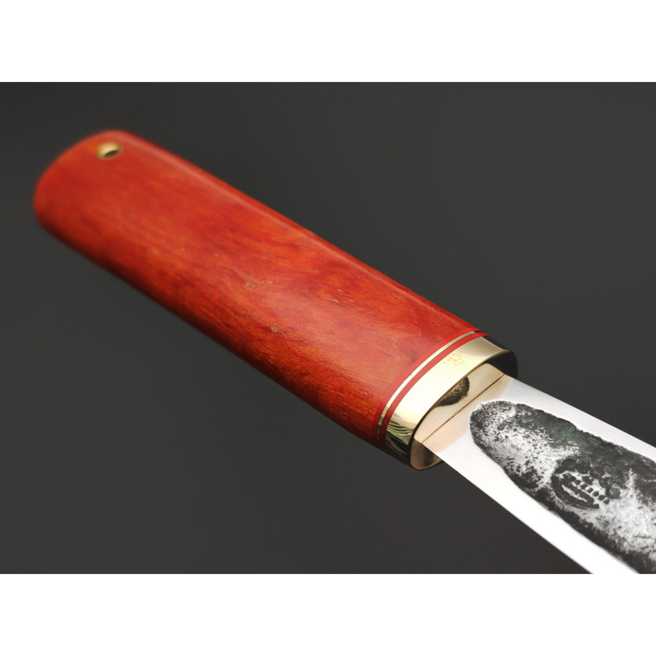 Товарищество Завьялова нож Якут-Б сталь K340, рукоять стаб. Дерево красное, G10 red, латунь