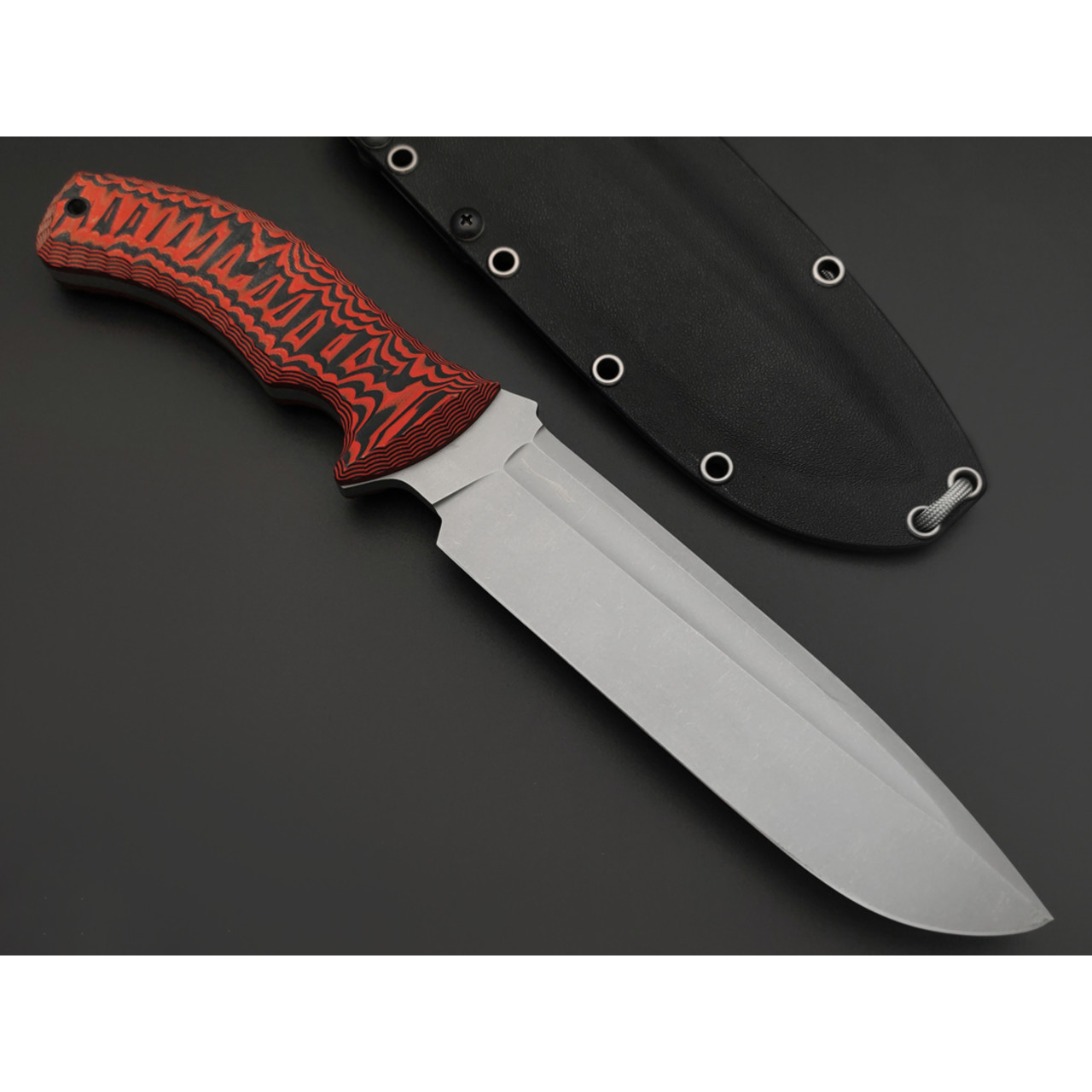 Волчий Век нож Большой Команданте Tactical Edition сталь 95Х18 WA стоунвош, рукоять G10 black & red, пины карбон