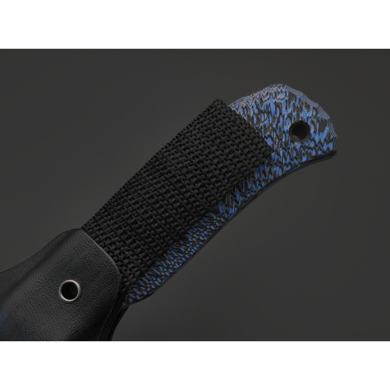 Волчий Век нож Пахарь Custom сталь 1.4116 WA худ. травление Хаотик, рукоять G10 black & blue, пины карбон