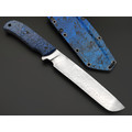 Волчий Век нож Пахарь Custom сталь 1.4116 WA худ. травление Хаотик, рукоять G10 black & blue, пины карбон