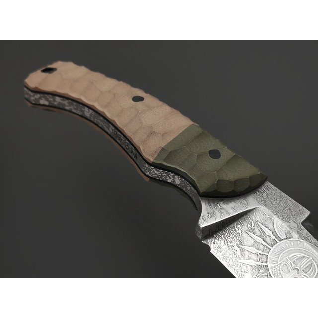 Волчий Век нож Сквозняк Brutal Edition Custom "Оружие Предков" сталь 95Х18 WA худ. травление, рукоять G10 tan & olive