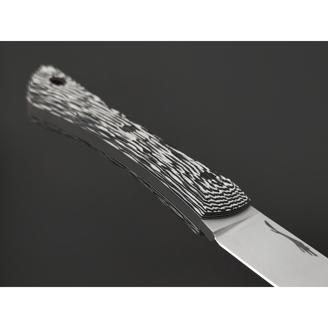 Волчий Век нож Сечень сталь N690 WA стоунвош, рукоять G10 black & white, пины карбон