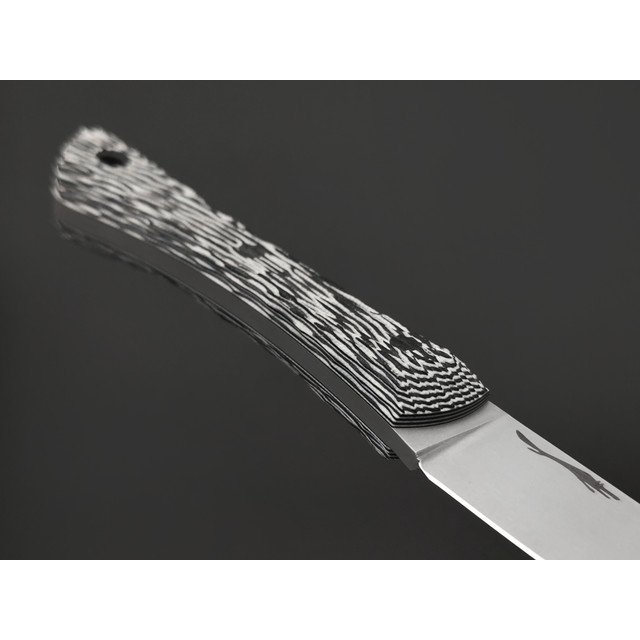 Волчий Век нож Сечень сталь N690 WA стоунвош, рукоять G10 black & white, пины карбон