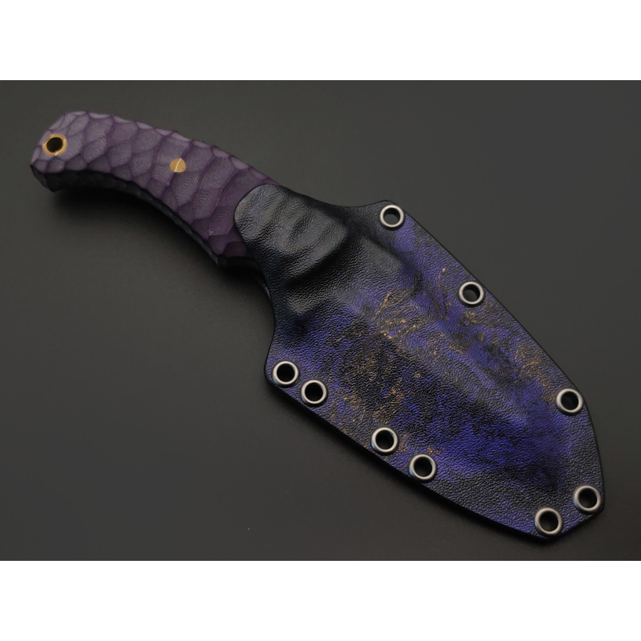 Волчий Век нож Сквозняк Brutal Edition сталь 1.4116 WA худ. травление Хаотик, рукоять G10 purple, пины латунь
