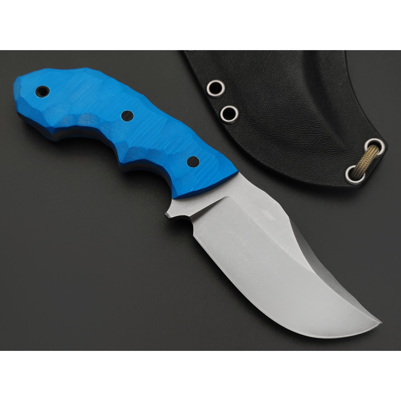 Волчий Век нож Бхадж Малый сталь 95Х18 WA стоунвош, рукоять G10 blue, пины карбон