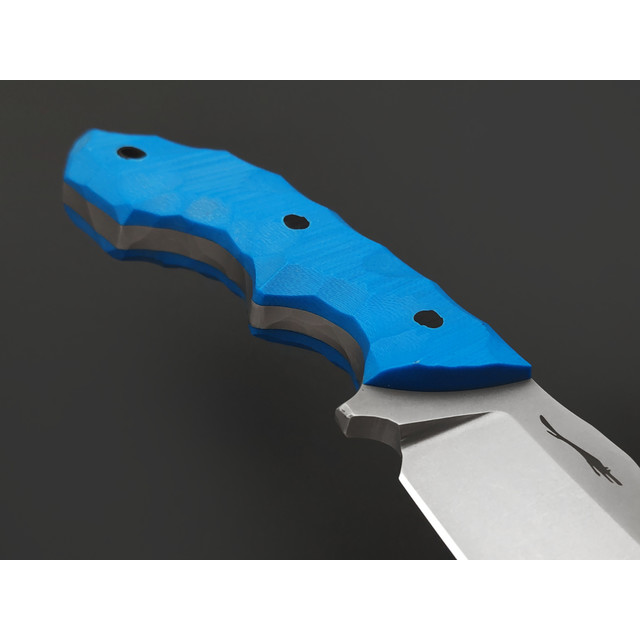 Волчий Век нож Бхадж Малый сталь 95Х18 WA стоунвош, рукоять G10 blue, пины карбон