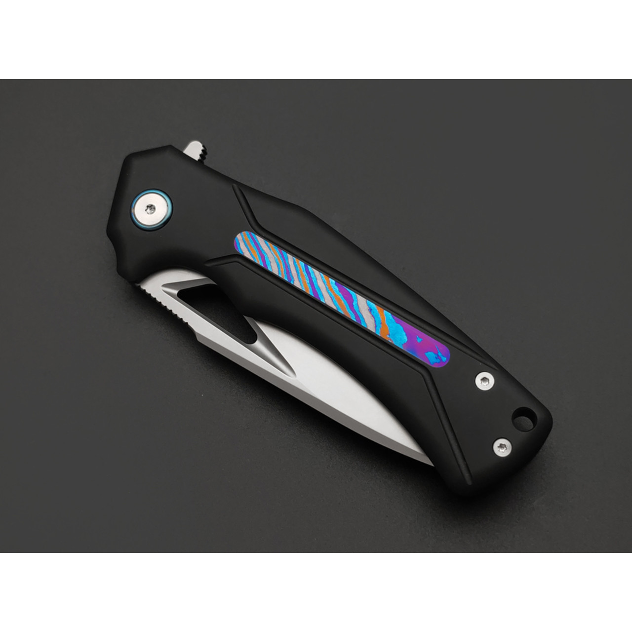 Dr.Tech складной нож Aventur D9042B сталь M390, рукоять Titanium TC4 black, zirconium alloy Damascus