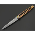 Dr.Tech складной нож Zefiro D7394BR сталь Laminate VG-10 & Damascus, рукоять Titanium TC4 gold & bronze