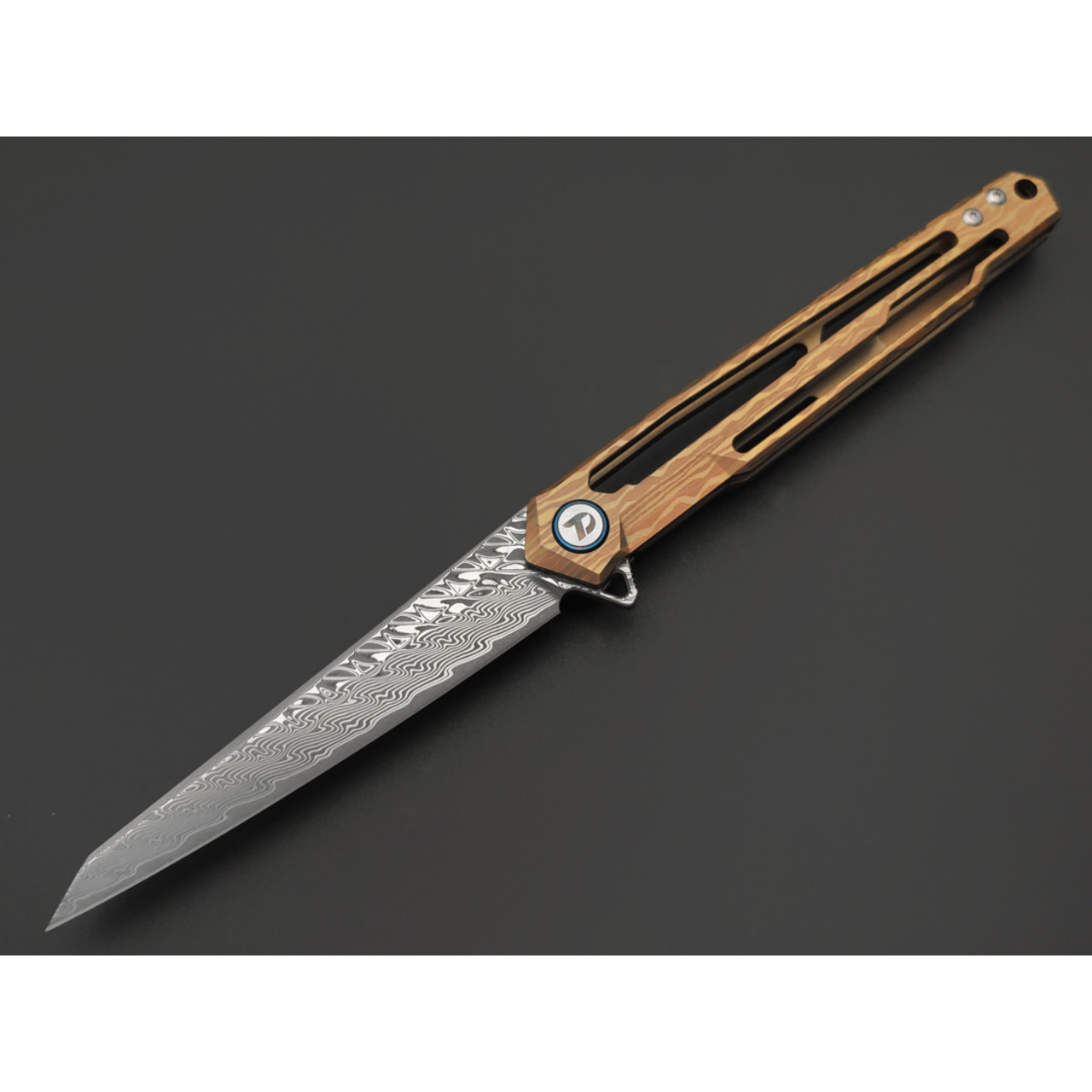 Dr.Tech складной нож Zefiro D7394BR сталь Laminate VG-10 & Damascus, рукоять Titanium TC4 gold & bronze