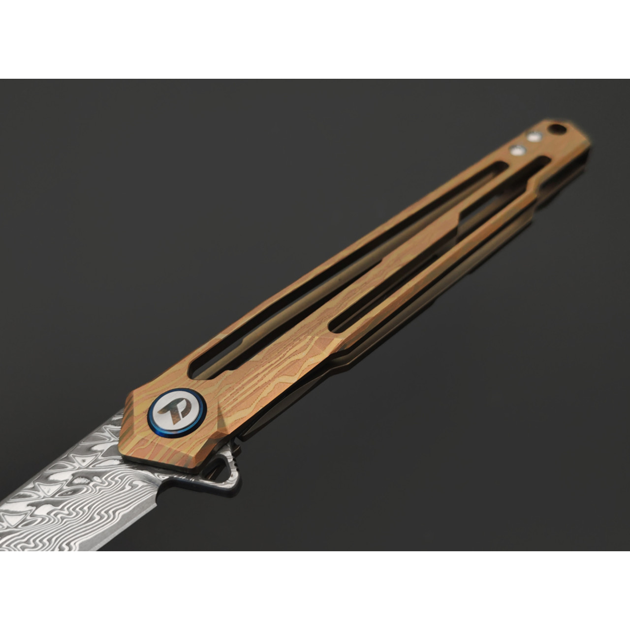 Dr.Tech складной нож Zefiro D7394BR сталь Laminate VG-10 & Damascus, рукоять Titanium TC4 gold & bronze