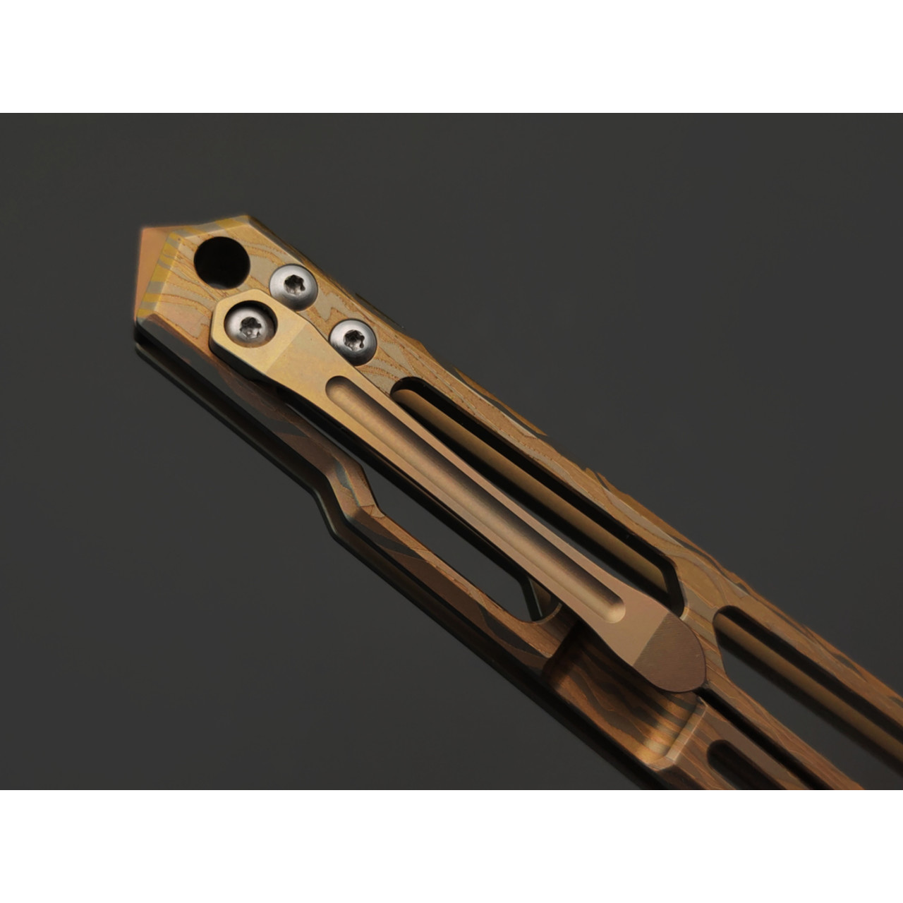 Dr.Tech складной нож Zefiro D7394BR сталь Laminate VG-10 & Damascus, рукоять Titanium TC4 gold & bronze