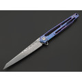 Dr.Tech складной нож Zefiro D7394B сталь Laminate VG-10 & Damascus, рукоять Titanium TC4 blue & purple