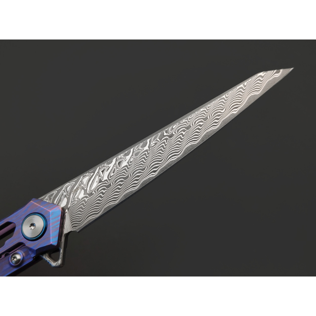 Dr.Tech складной нож Zefiro D7394B сталь Laminate VG-10 & Damascus, рукоять Titanium TC4 blue & purple
