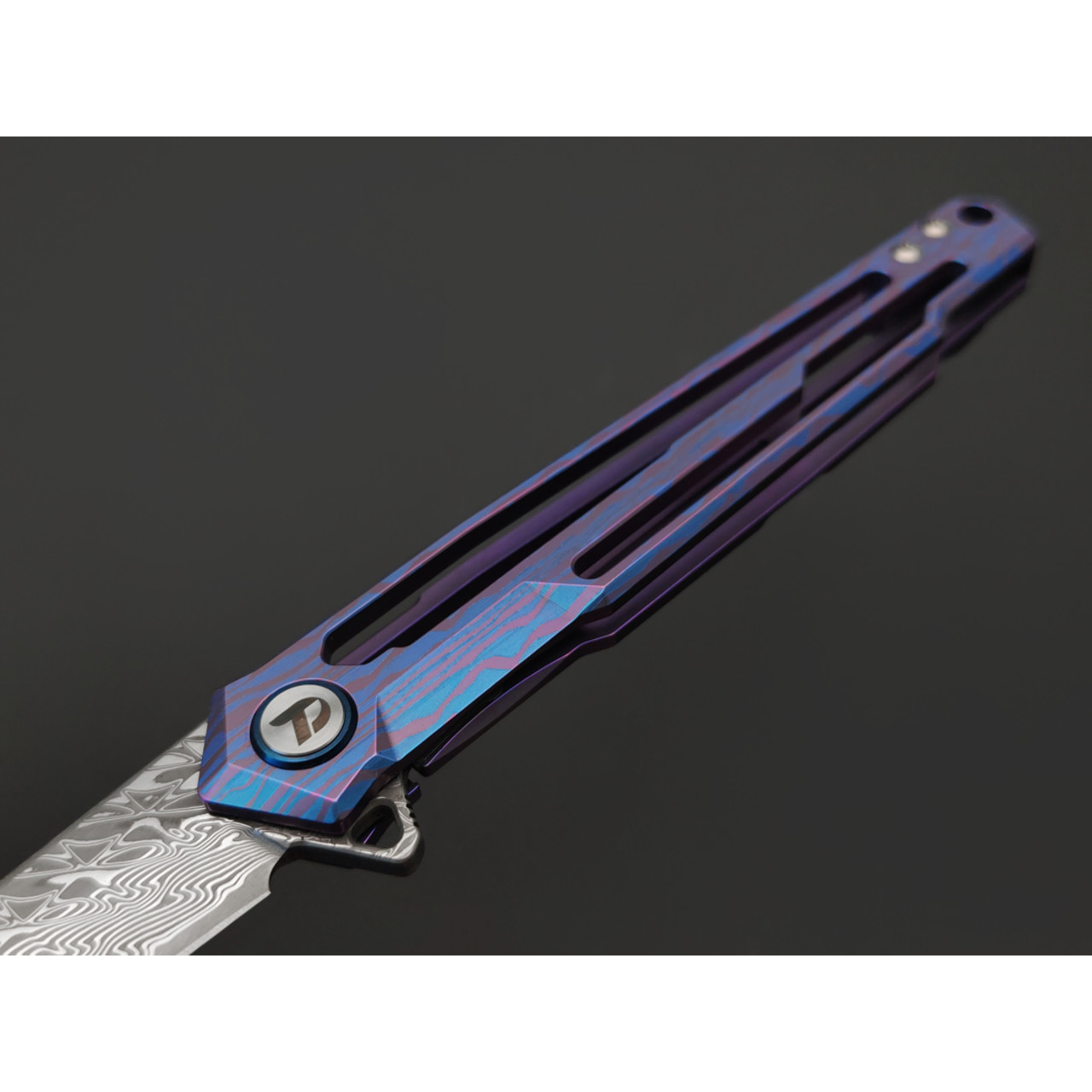 Dr.Tech складной нож Zefiro D7394B сталь Laminate VG-10 & Damascus, рукоять Titanium TC4 blue & purple