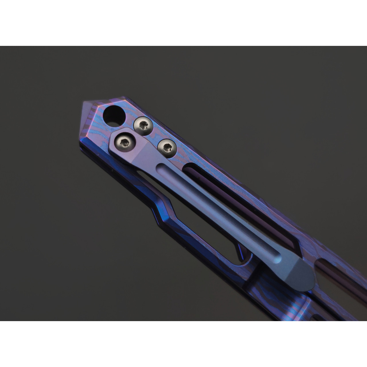 Dr.Tech складной нож Zefiro D7394B сталь Laminate VG-10 & Damascus, рукоять Titanium TC4 blue & purple