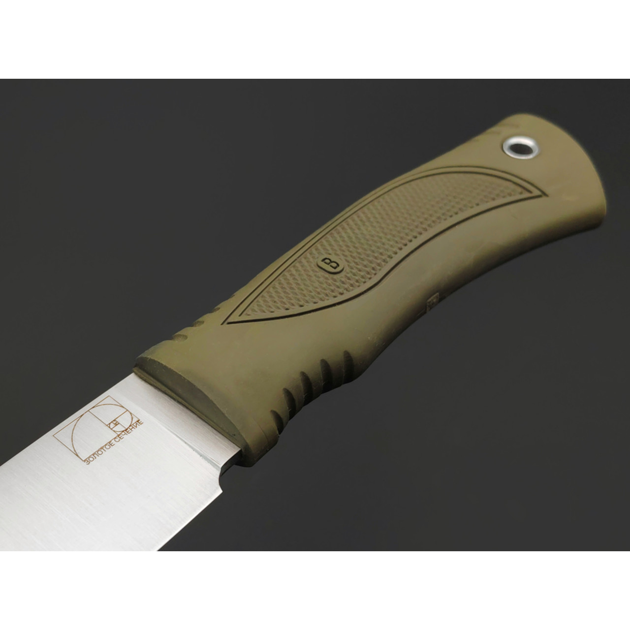 Золотое Сечение нож Победа сталь Aus-10Co satin, спуски конвекс, рукоять Эластрон olive
