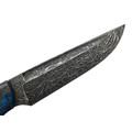 Влад Матвеев нож VM61 мозаичный дамаск, рукоять Carbon fiber chaotic blue, мозаичные пины