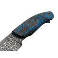 Влад Матвеев нож VM61 мозаичный дамаск, рукоять Carbon fiber chaotic blue, мозаичные пины