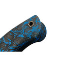 Влад Матвеев нож VM61 мозаичный дамаск, рукоять Carbon fiber chaotic blue, мозаичные пины