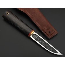 Товарищество Завьялова нож Якут-МП сталь K340, рукоять стаб. Карельская берёза тёмная, G10 black, латунь