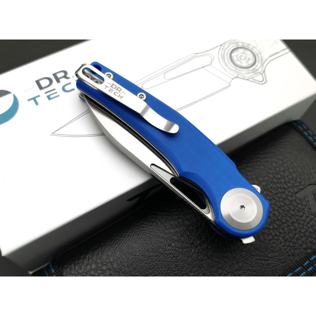 Dr.Tech складной нож Ondin Pro D4130GBL сталь D2, рукоять G10 blue