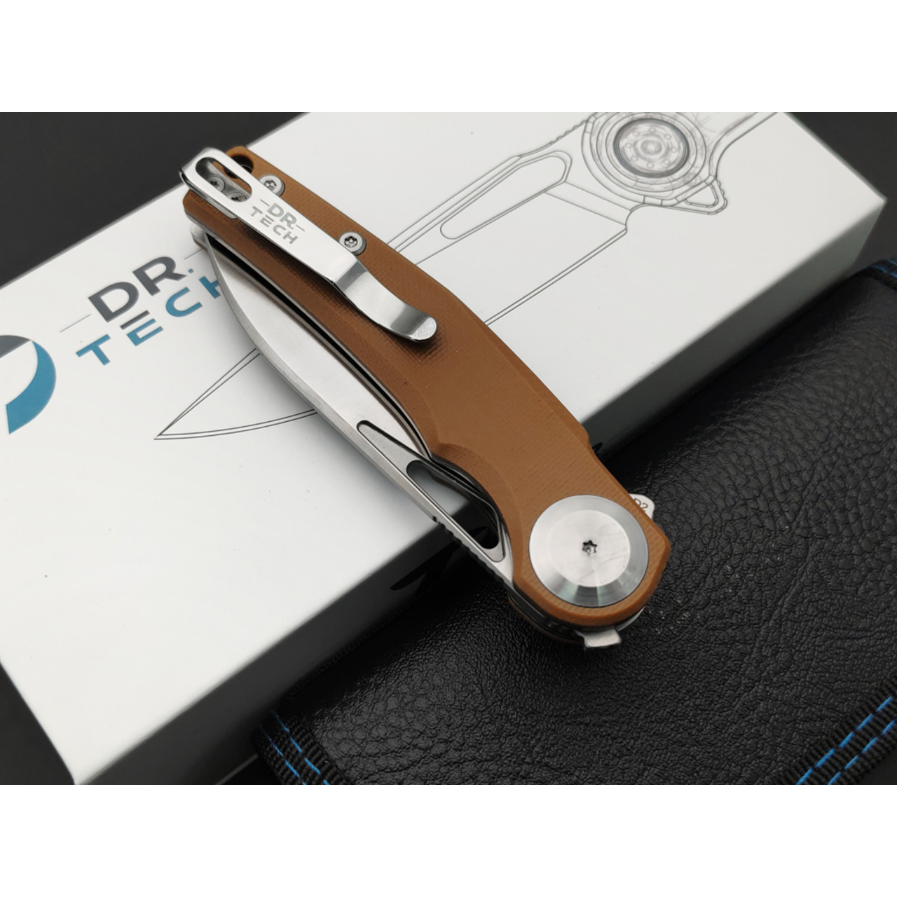 Dr.Tech складной нож Ondin Pro D4130GBR сталь D2, рукоять G10 brown