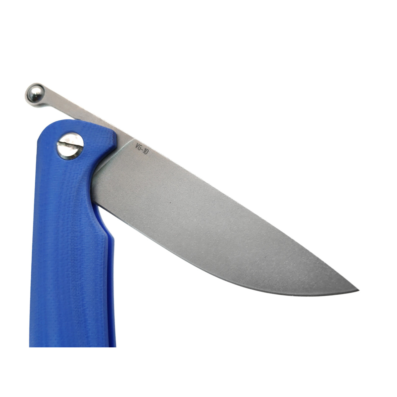 Saro складной фрикционный нож Микрос+ сталь VG-10 sand blast, рукоять G10 blue