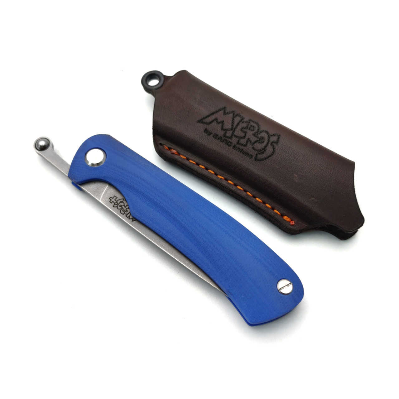 Saro складной фрикционный нож Микрос+ сталь VG-10 sand blast, рукоять G10 blue