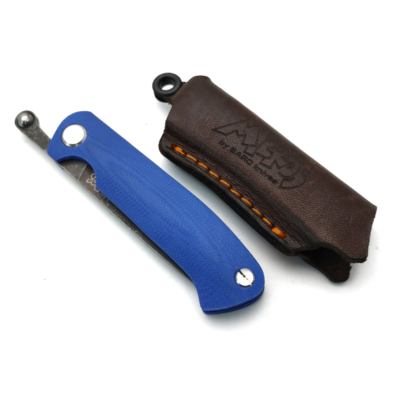 Saro нож складной фрикционный Микрос сталь K110 блэквош, рукоять G10 blue