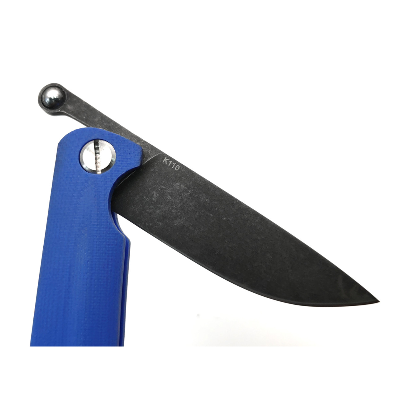 Saro нож складной фрикционный Микрос сталь K110 блэквош, рукоять G10 blue