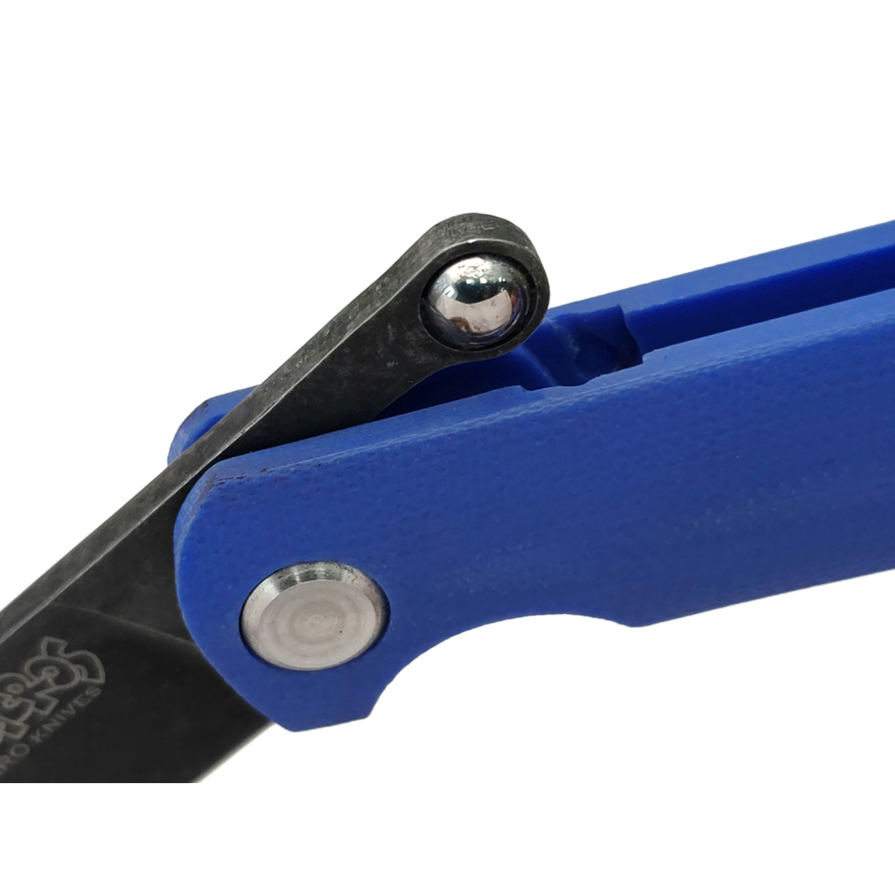 Saro нож складной фрикционный Микрос сталь K110 блэквош, рукоять G10 blue